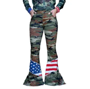RANCH DRESS'N Fallon Taylor &quot;Land of the Free&quot; camo &amp; flag super flare jeans 14