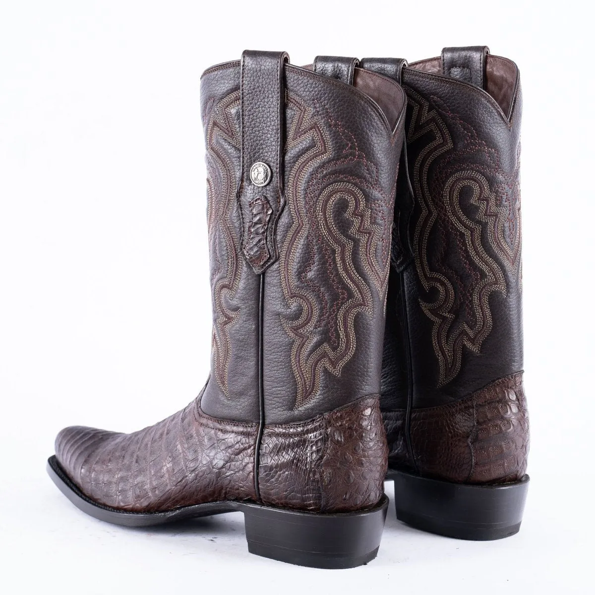 RANCHO SEMENTAL EXOTIC LEATHER Caiman Belly Brown Cowboy Boots