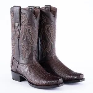 RANCHO SEMENTAL EXOTIC LEATHER Caiman Belly Brown Cowboy Boots