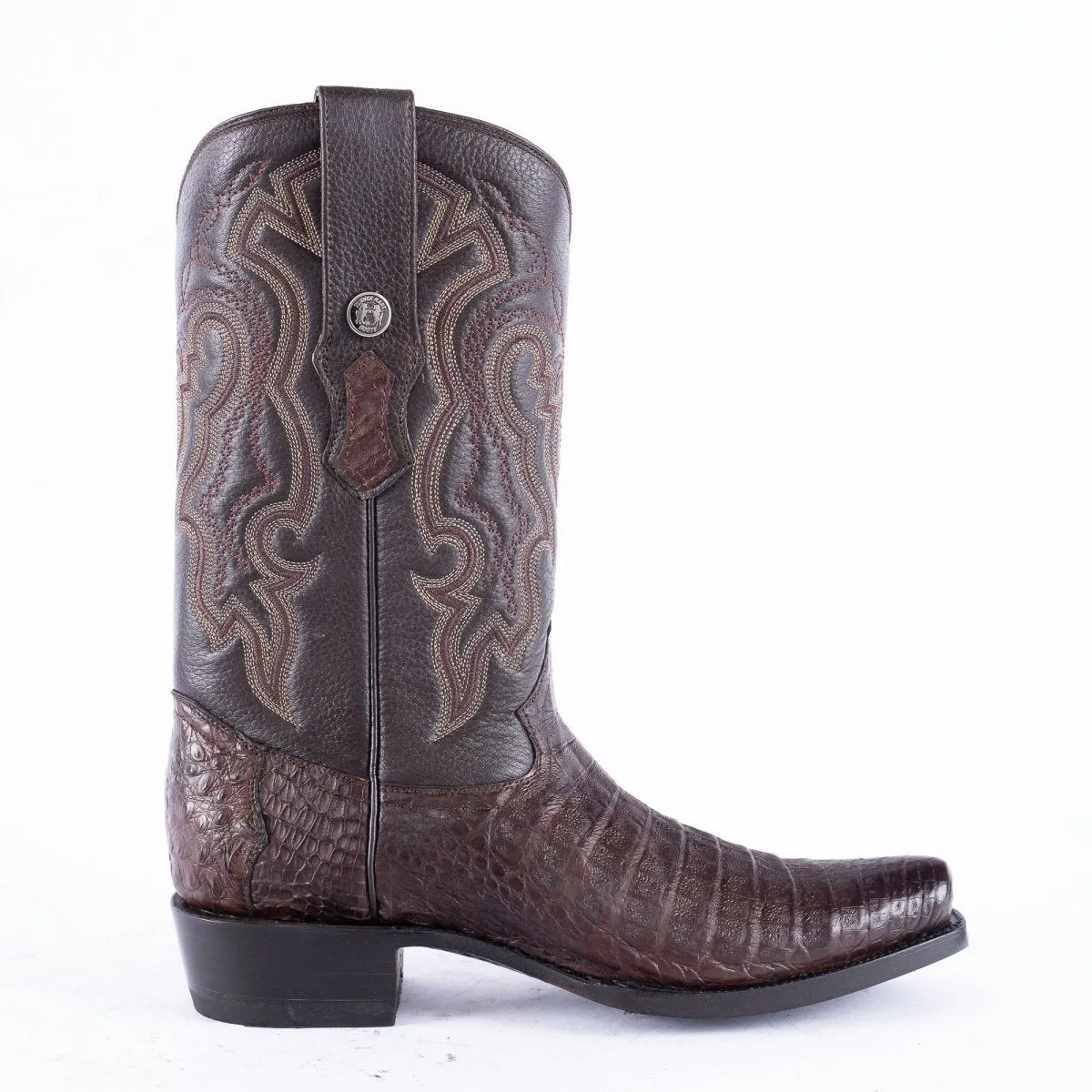 RANCHO SEMENTAL EXOTIC LEATHER Caiman Belly Brown Cowboy Boots