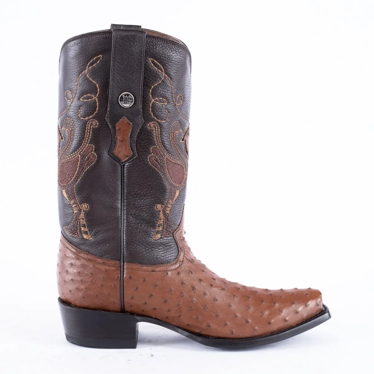RANCHO SEMENTAL EXOTIC LEATHER Ostrich Brown Cowboy Boots
