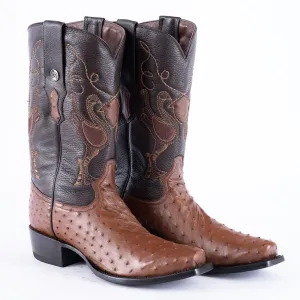 RANCHO SEMENTAL EXOTIC LEATHER Ostrich Brown Cowboy Boots