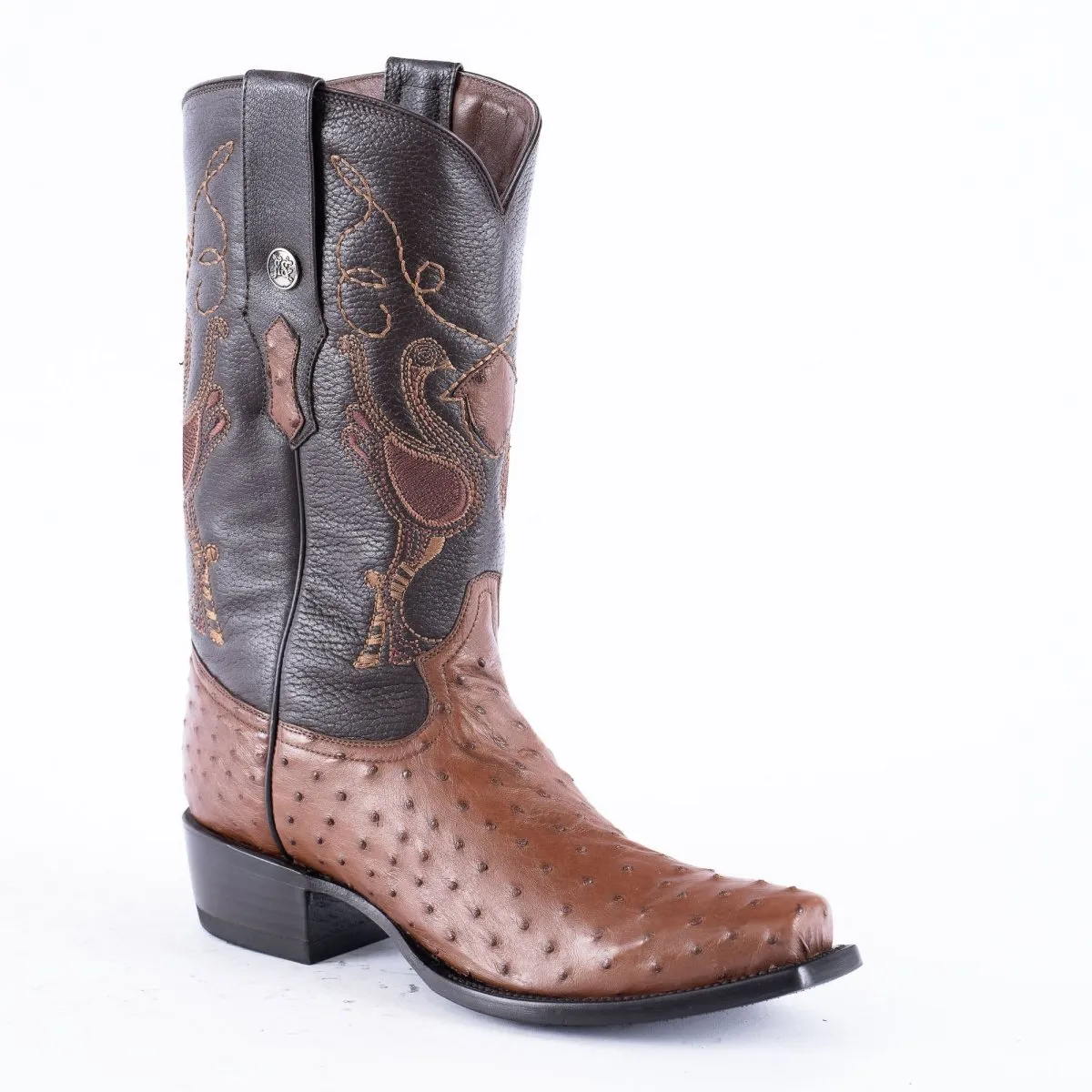 RANCHO SEMENTAL EXOTIC LEATHER Ostrich Brown Cowboy Boots