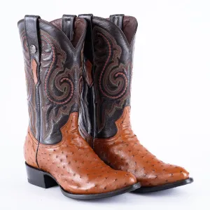 RANCHO SEMENTAL EXOTIC LEATHER Ostrich Cognac Cowboy Boots