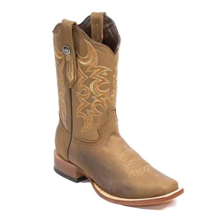 RANCHO SEMENTAL MEN’S Olbuck Sand Western Boots Whit Brown Top