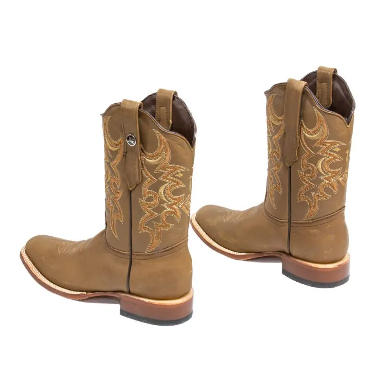 RANCHO SEMENTAL MEN’S Olbuck Sand Western Boots Whit Brown Top
