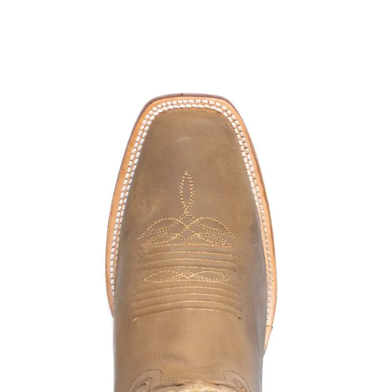 RANCHO SEMENTAL MEN’S Olbuck Sand Western Boots Whit Brown Top