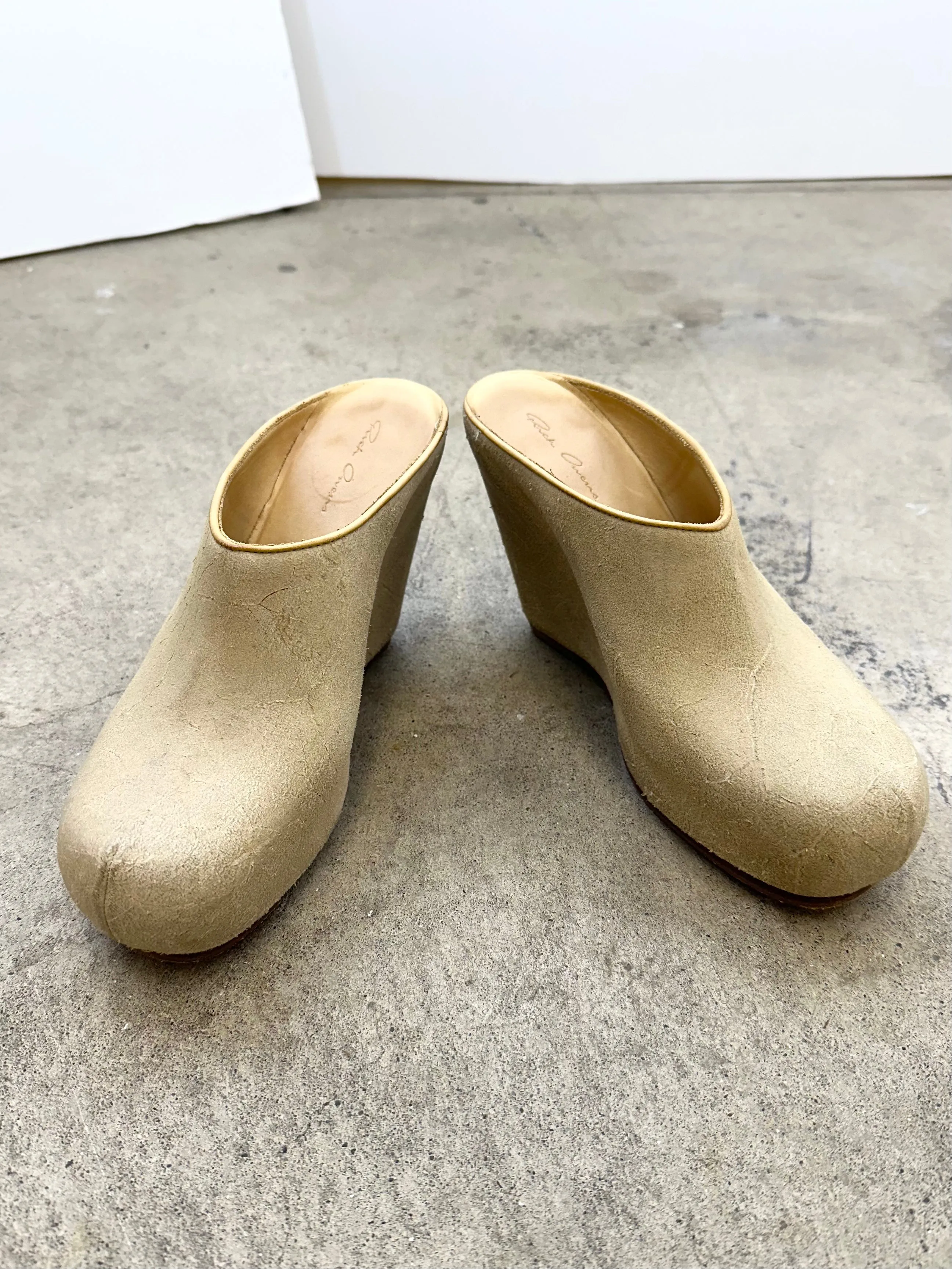 Rick Owens Bone Suede Clogs
