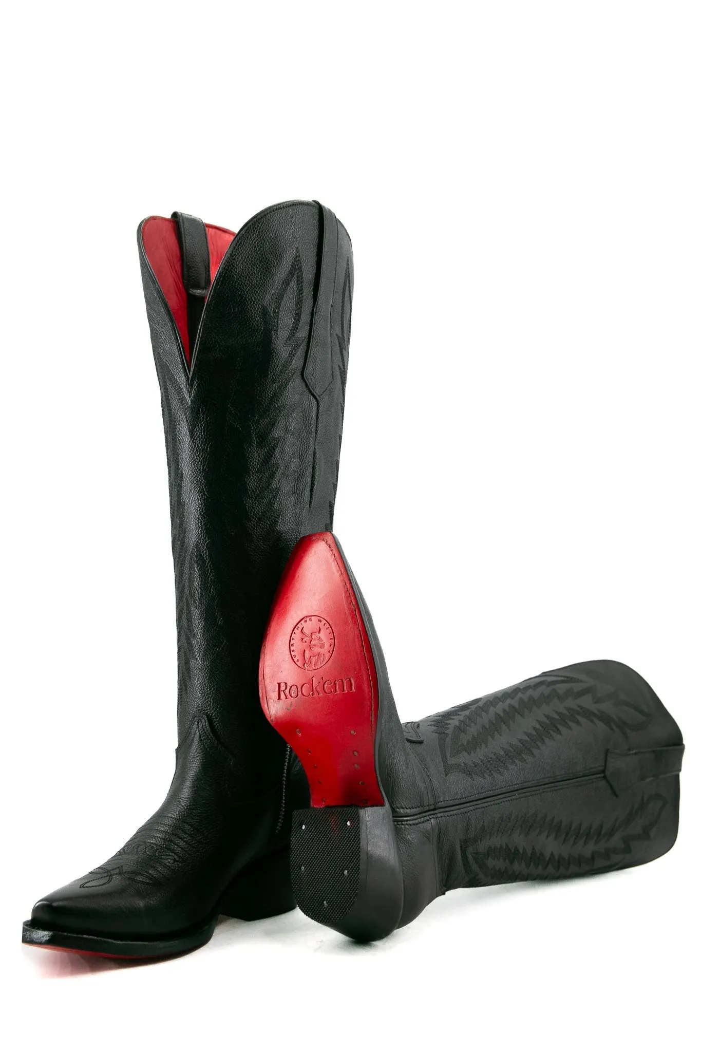 Rock'em Valentina Tall Red Bottom Snip Toe Cowgirl Boots WIDE CALF