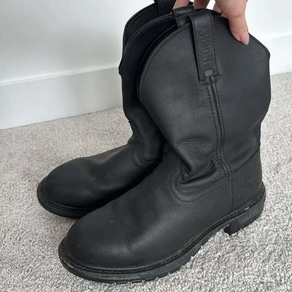 Rocky Men's Western Black Boots, Original Ride Flx - Size 9.5W