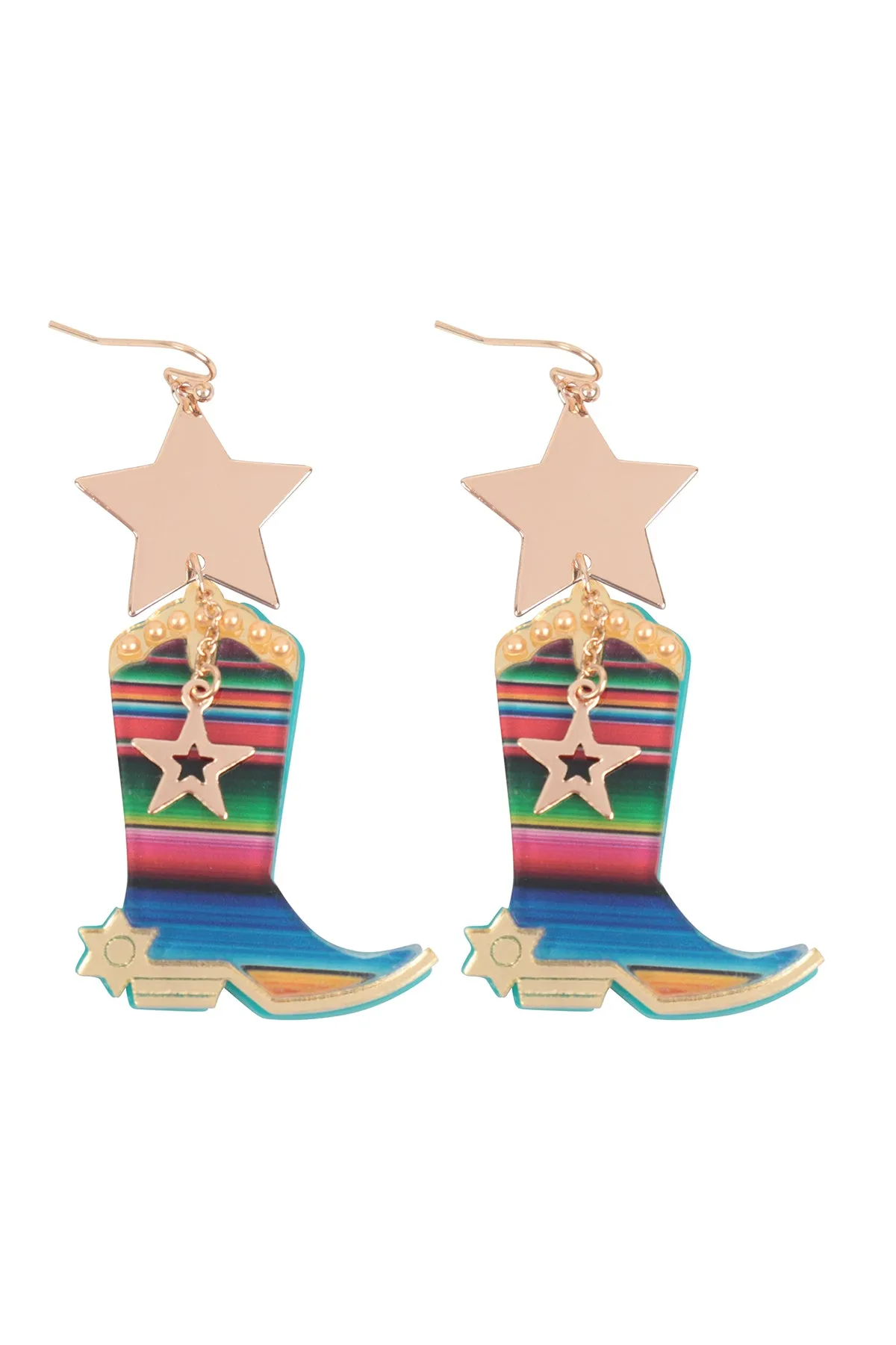 RODEO BOOTS WESTERN ACRYLIC DROP EARRINGS