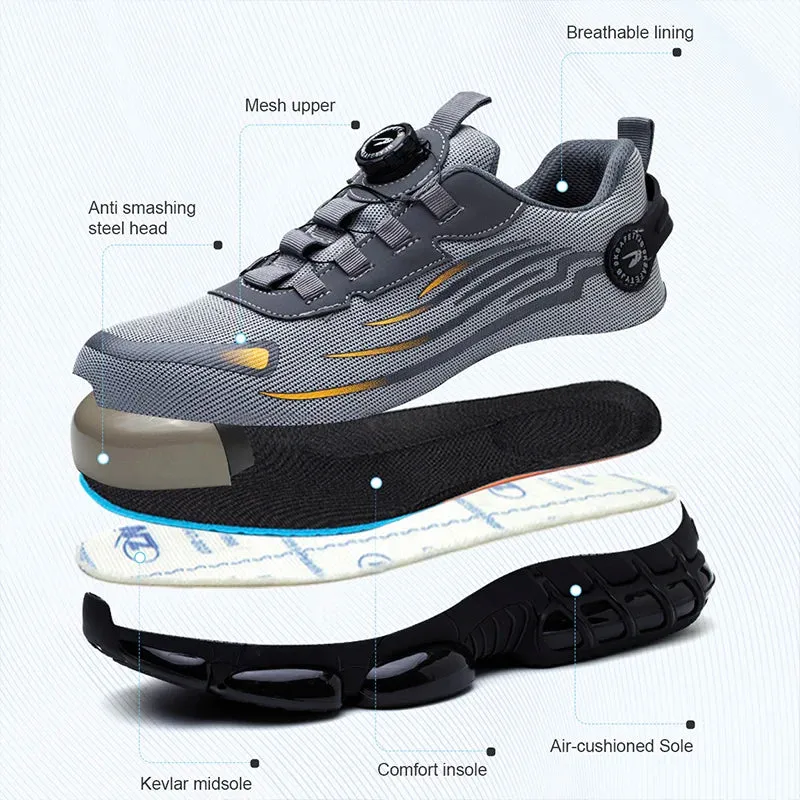 Rotating Button Safety Work Shoes for Men