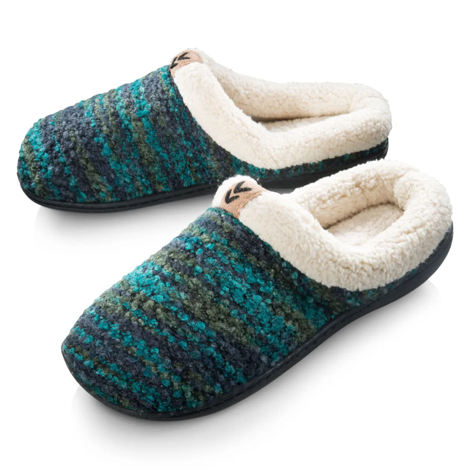 Roxoni Womens Knitted Fleece Lined Clog Slippers Warm House Shoe