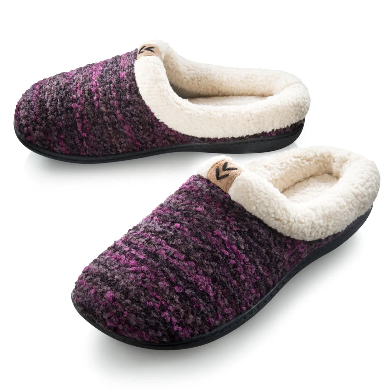Roxoni Womens Knitted Fleece Lined Clog Slippers Warm House Shoe