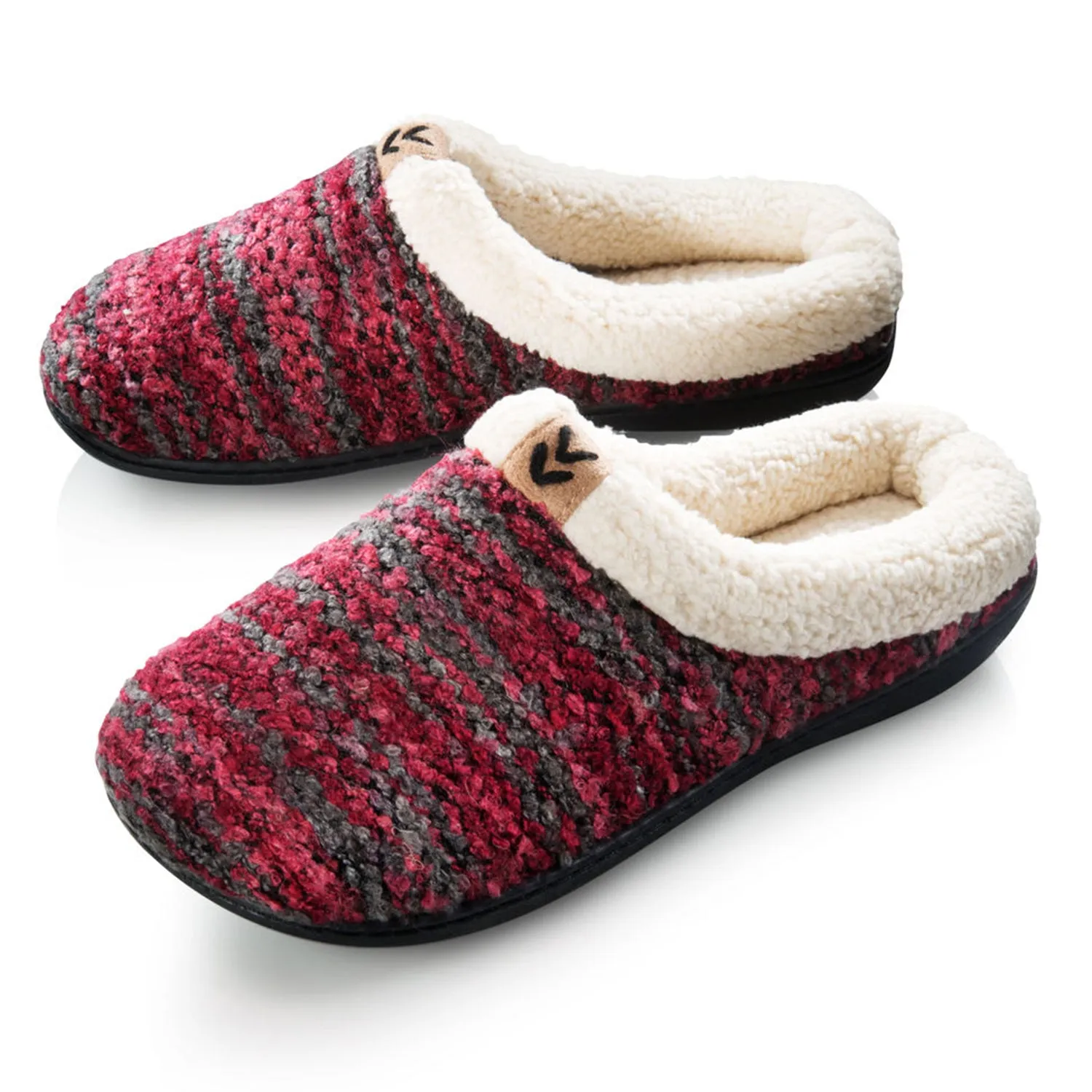 Roxoni Womens Knitted Fleece Lined Clog Slippers Warm House Shoe