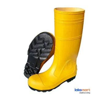 Rubber Yellow Boots With Steel Tip & Mid-Sole