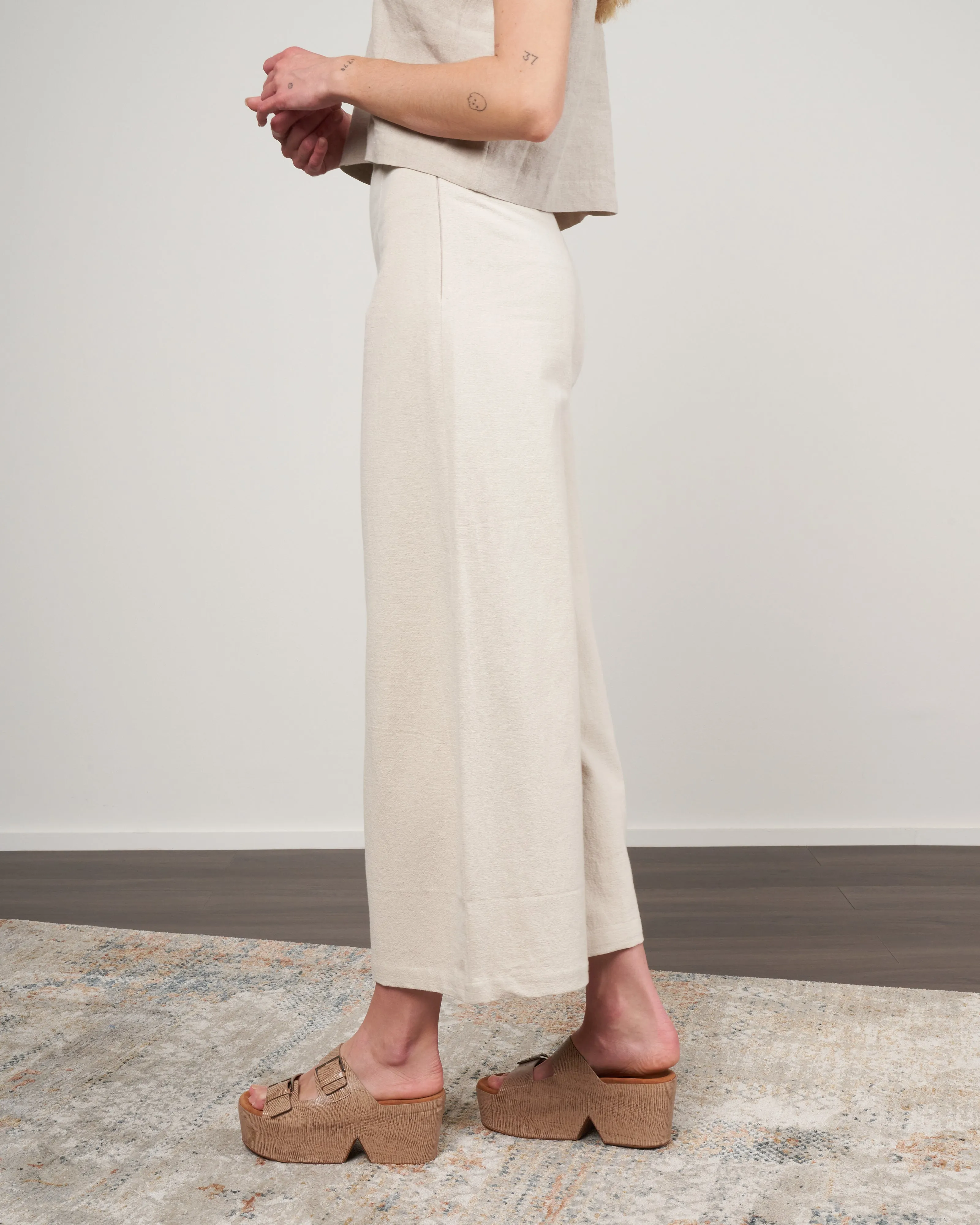 sig wide leg trouser - oatmeal