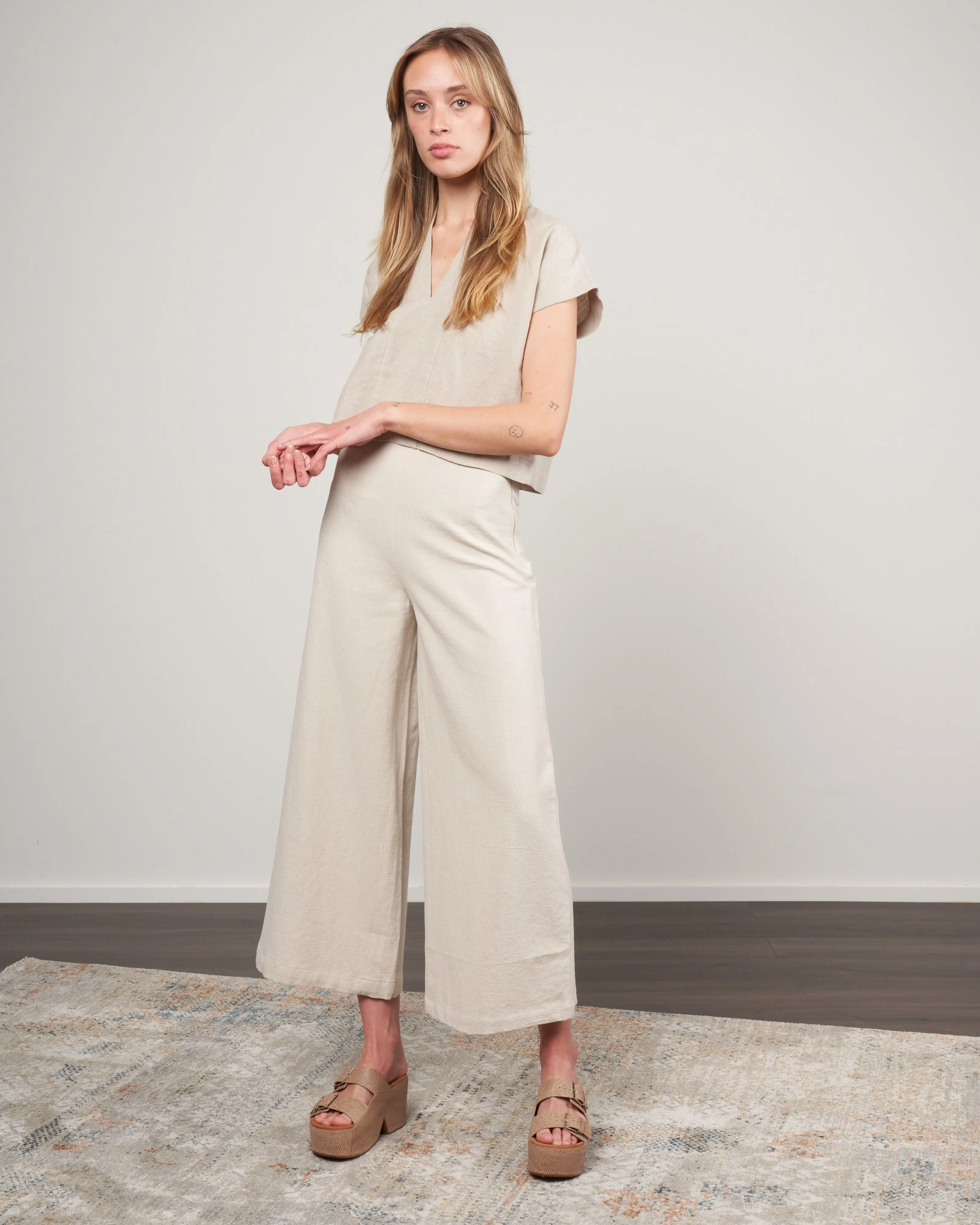 sig wide leg trouser - oatmeal