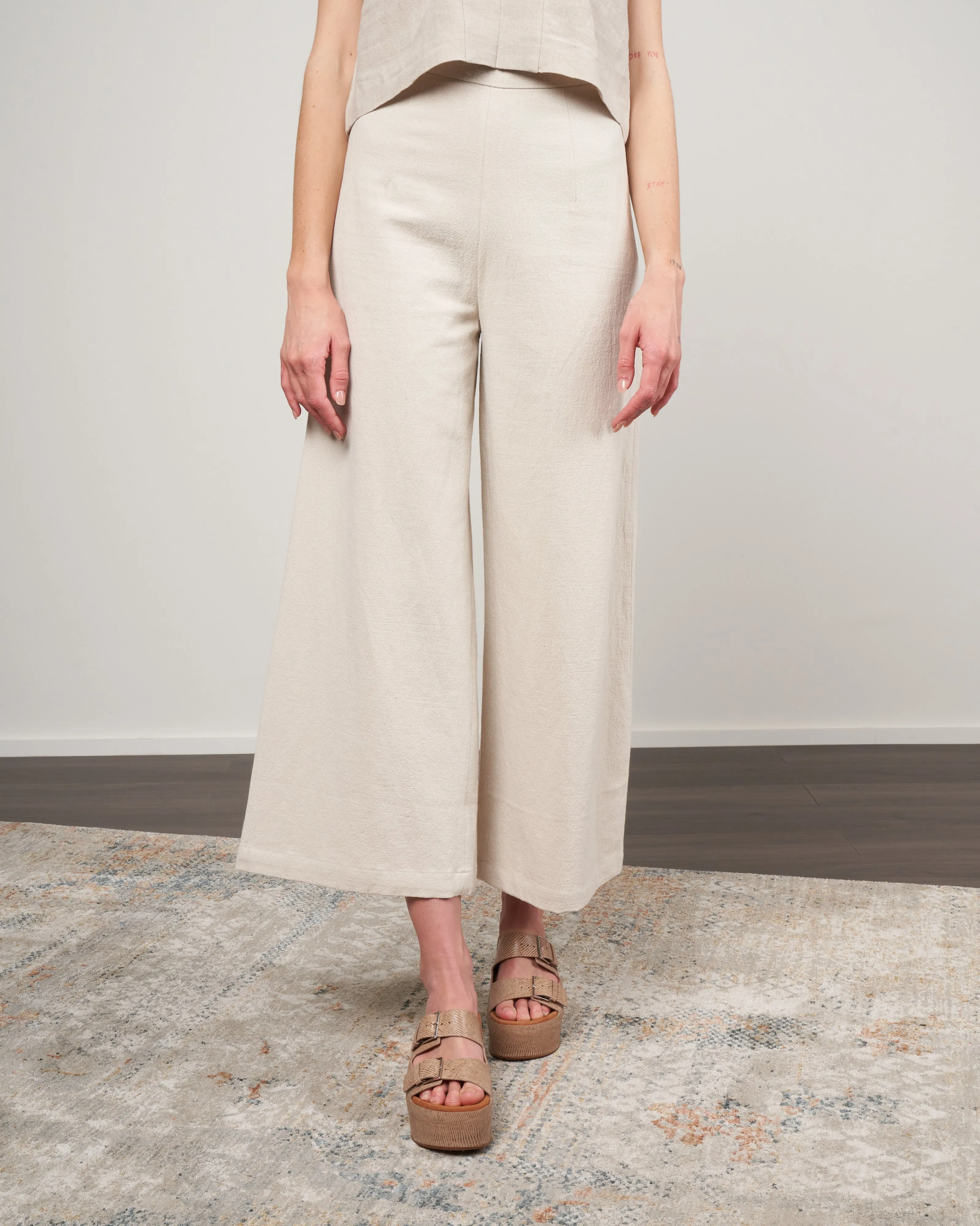 sig wide leg trouser - oatmeal