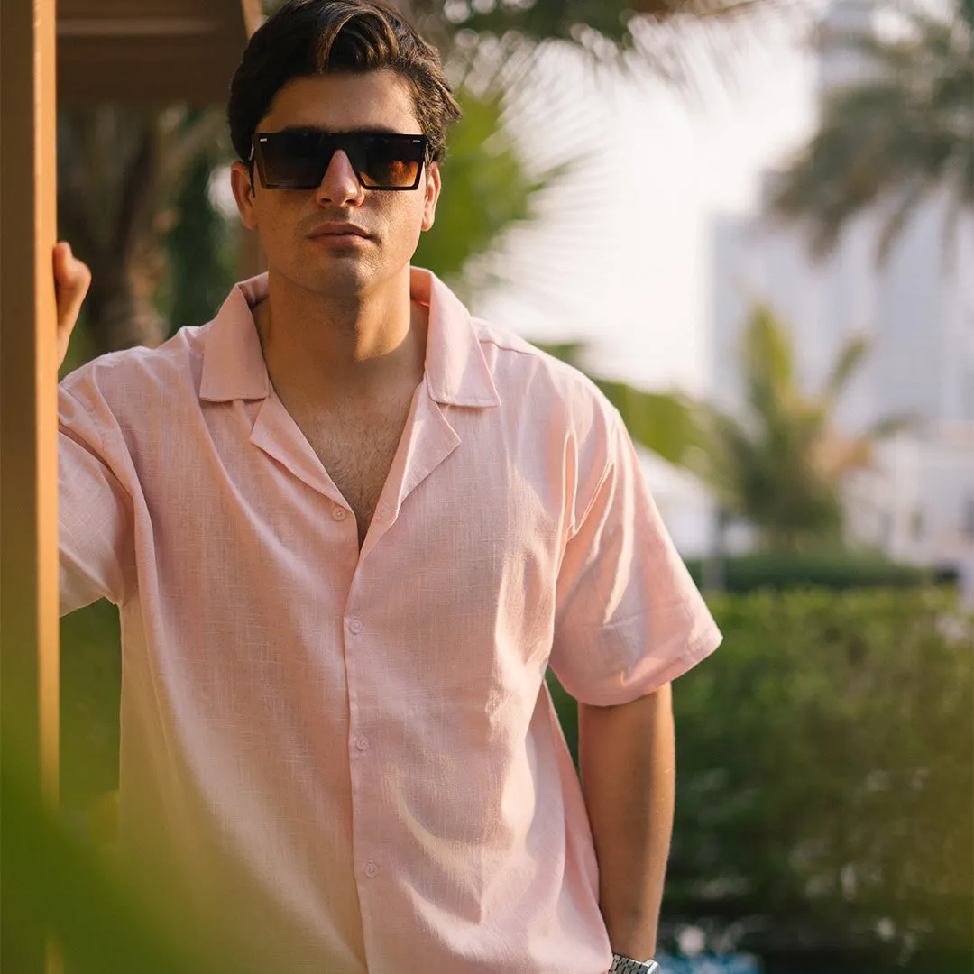 SIGNATURE LOOSE FIT RICH LINEN CORD SET - PEACH