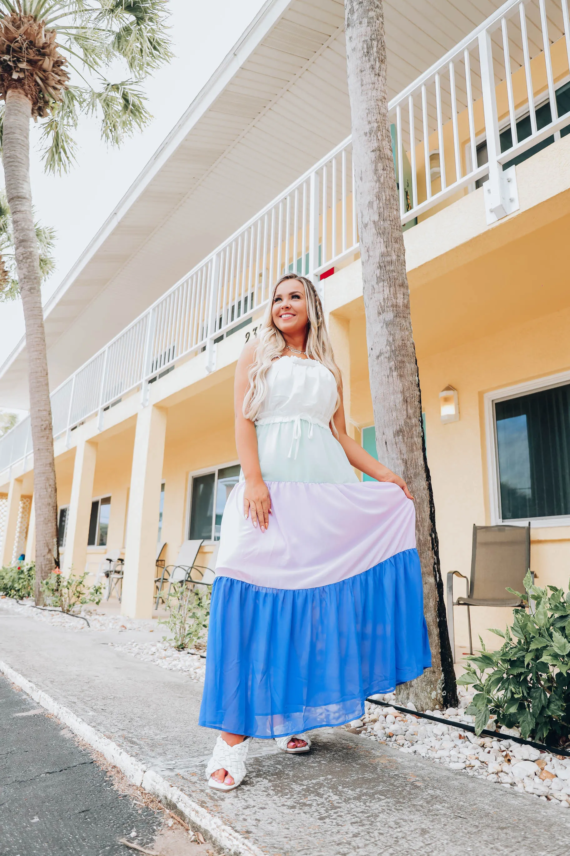 Signature Tiered Ruffle Maxi Dress - Blue