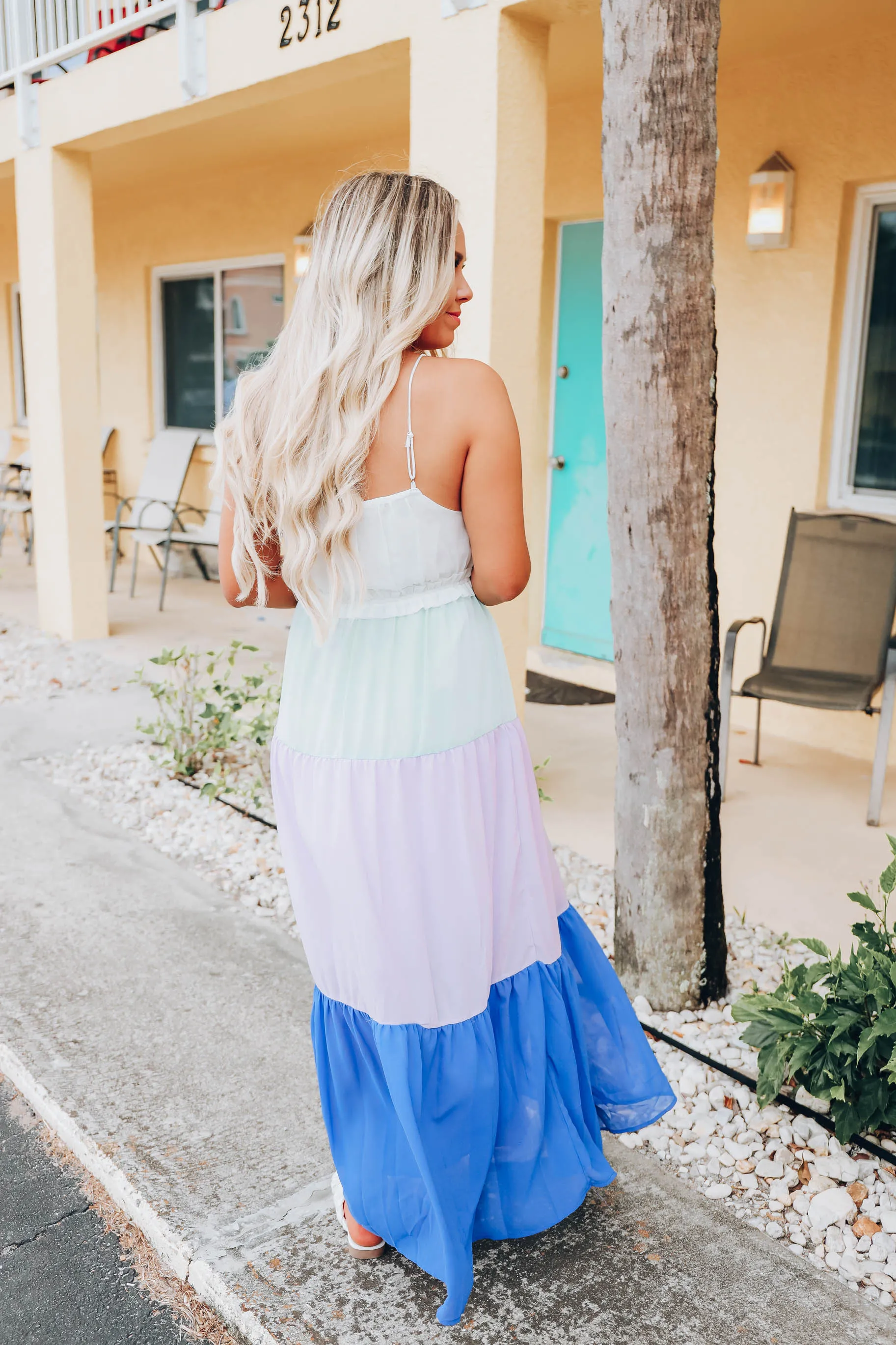 Signature Tiered Ruffle Maxi Dress - Blue