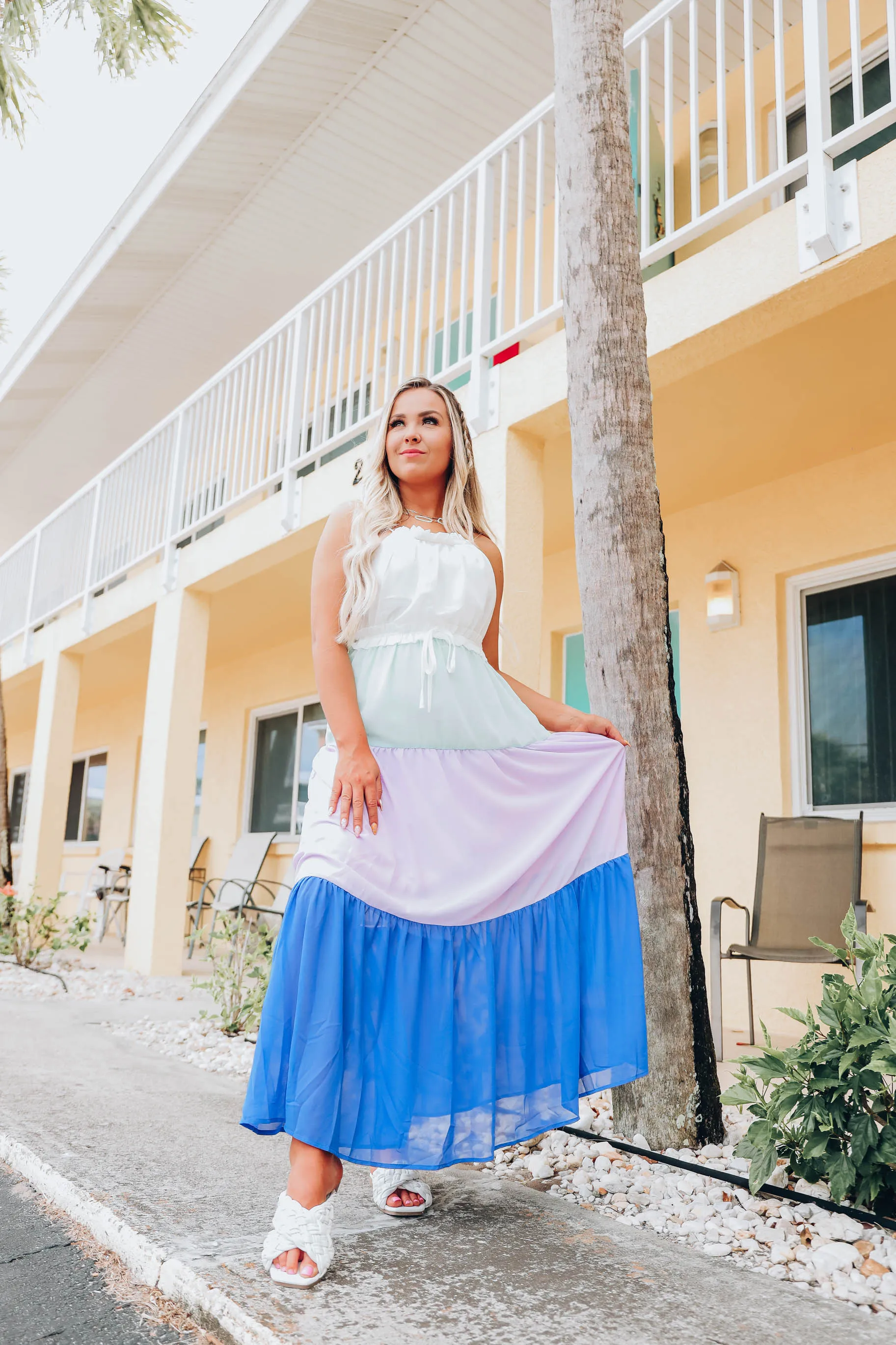 Signature Tiered Ruffle Maxi Dress - Blue
