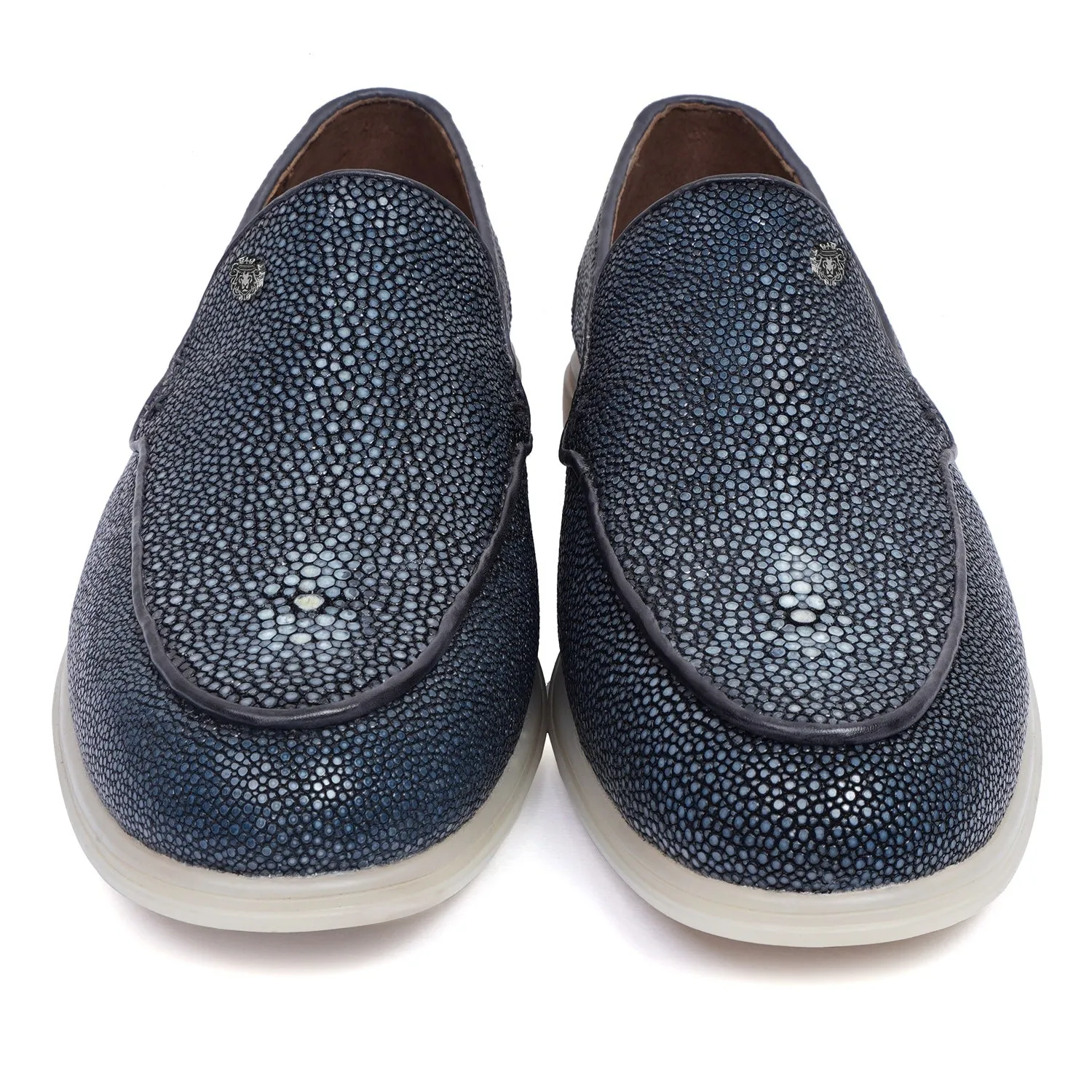 Sleek Round Toe Yacht Loafer in Premium Stingray Fish Leather