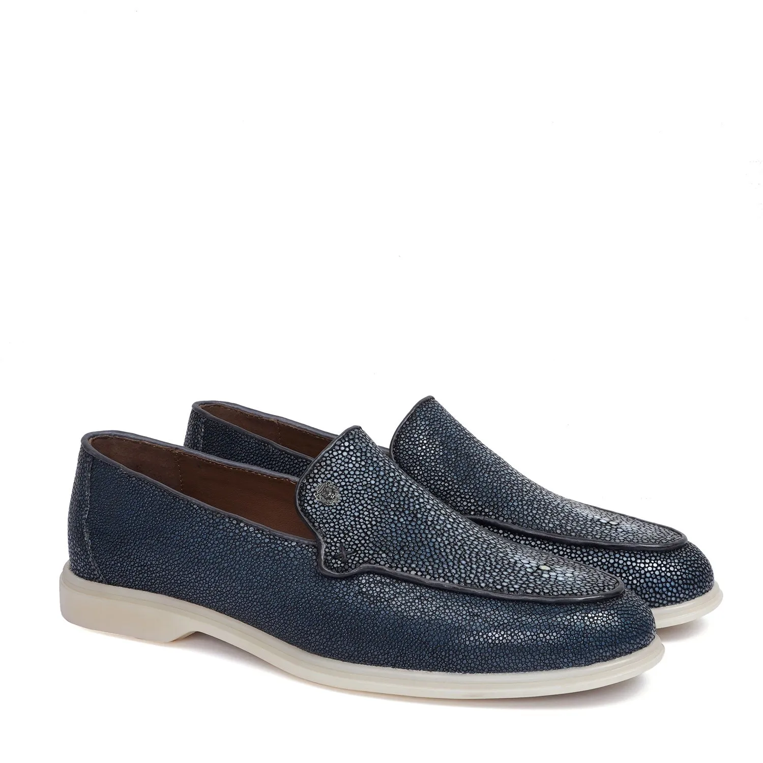 Sleek Round Toe Yacht Loafer in Premium Stingray Fish Leather