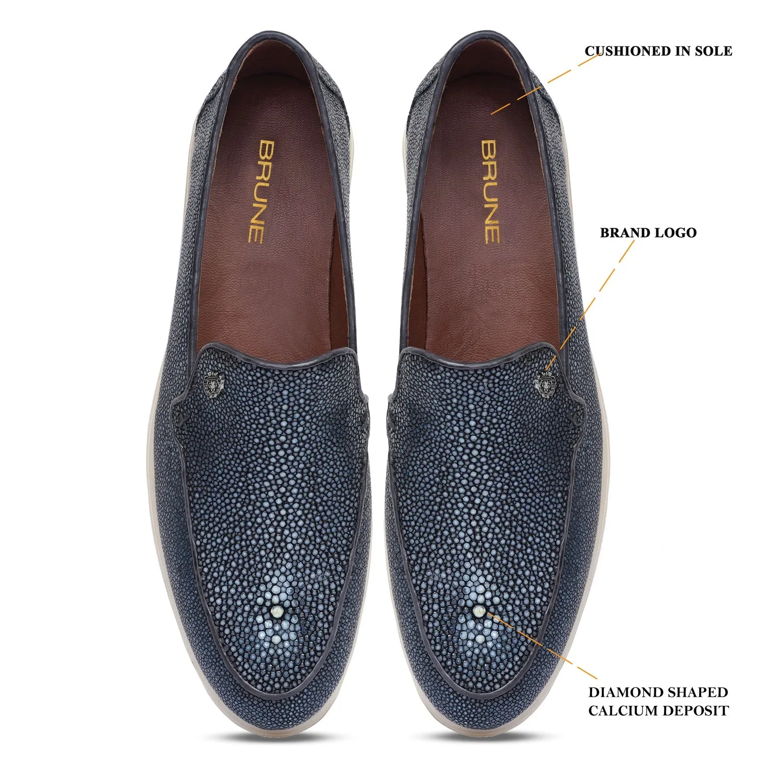 Sleek Round Toe Yacht Loafer in Premium Stingray Fish Leather