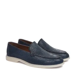 Sleek Round Toe Yacht Loafer in Premium Stingray Fish Leather