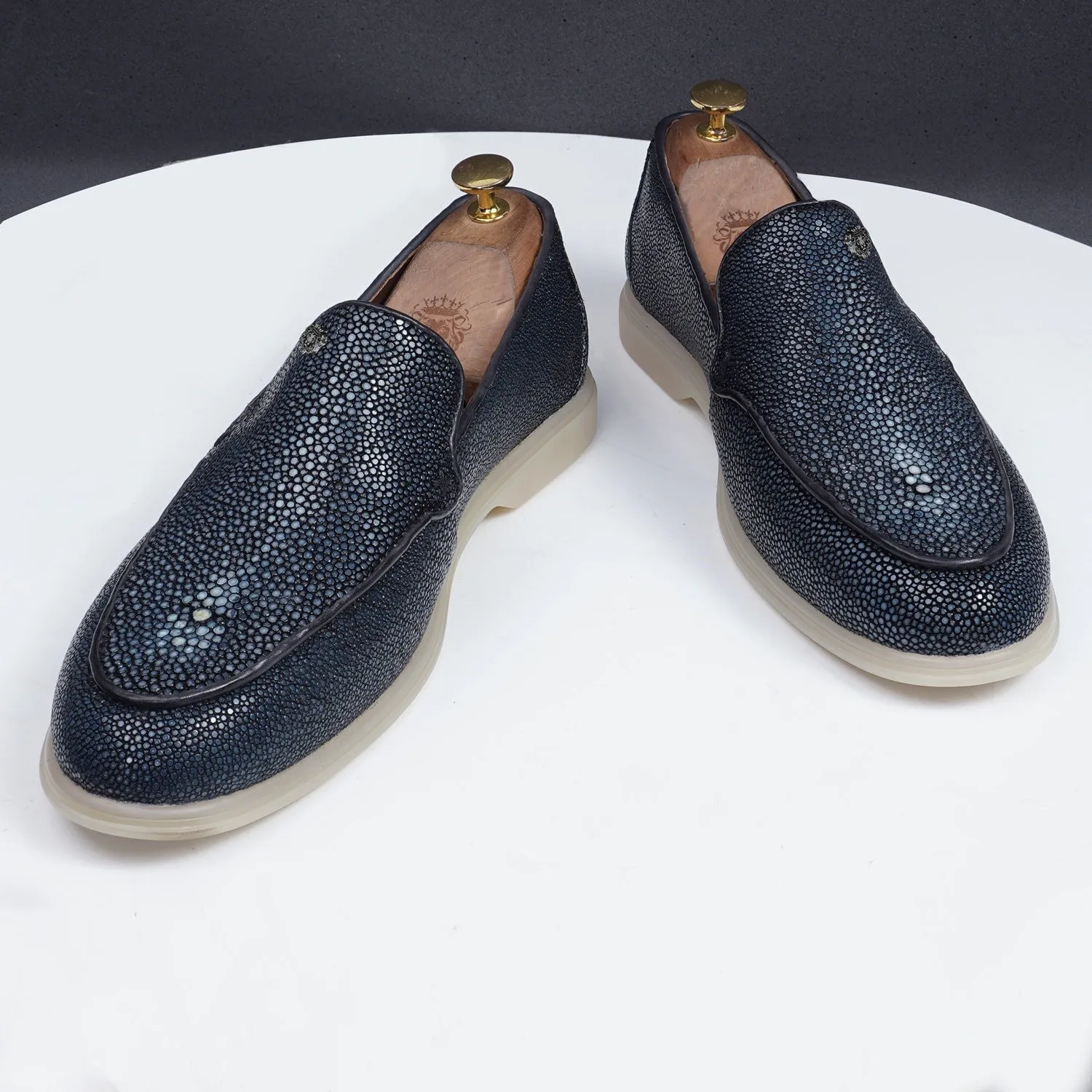 Sleek Round Toe Yacht Loafer in Premium Stingray Fish Leather