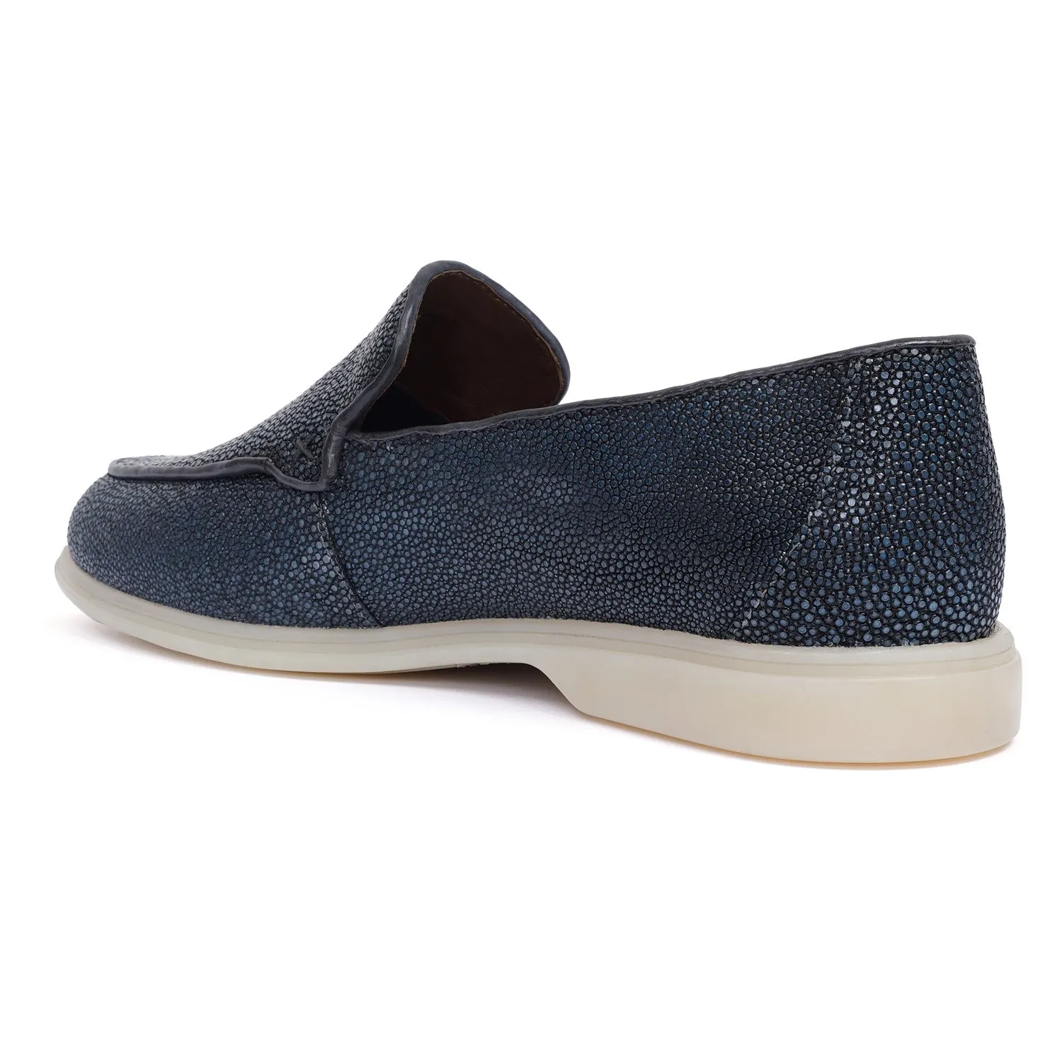 Sleek Round Toe Yacht Loafer in Premium Stingray Fish Leather