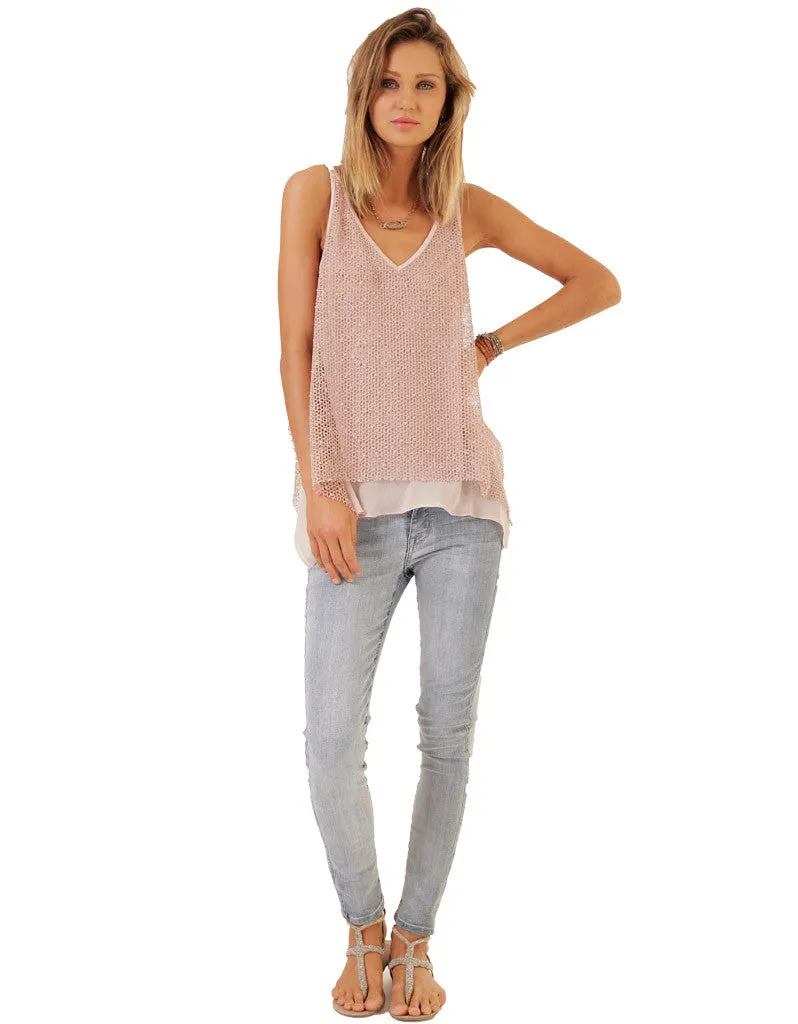 SW3 Bespoke Piper Knit Tank with Chiffon Hem