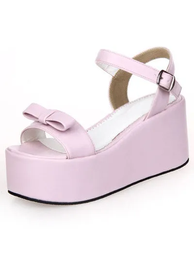 Sweet Lolita Sandals High Platform Ankle Strap Buckle Bow