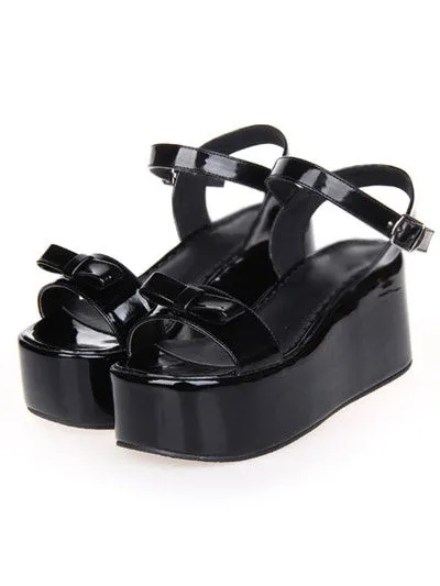 Sweet Lolita Sandals High Platform Ankle Strap Buckle Bow