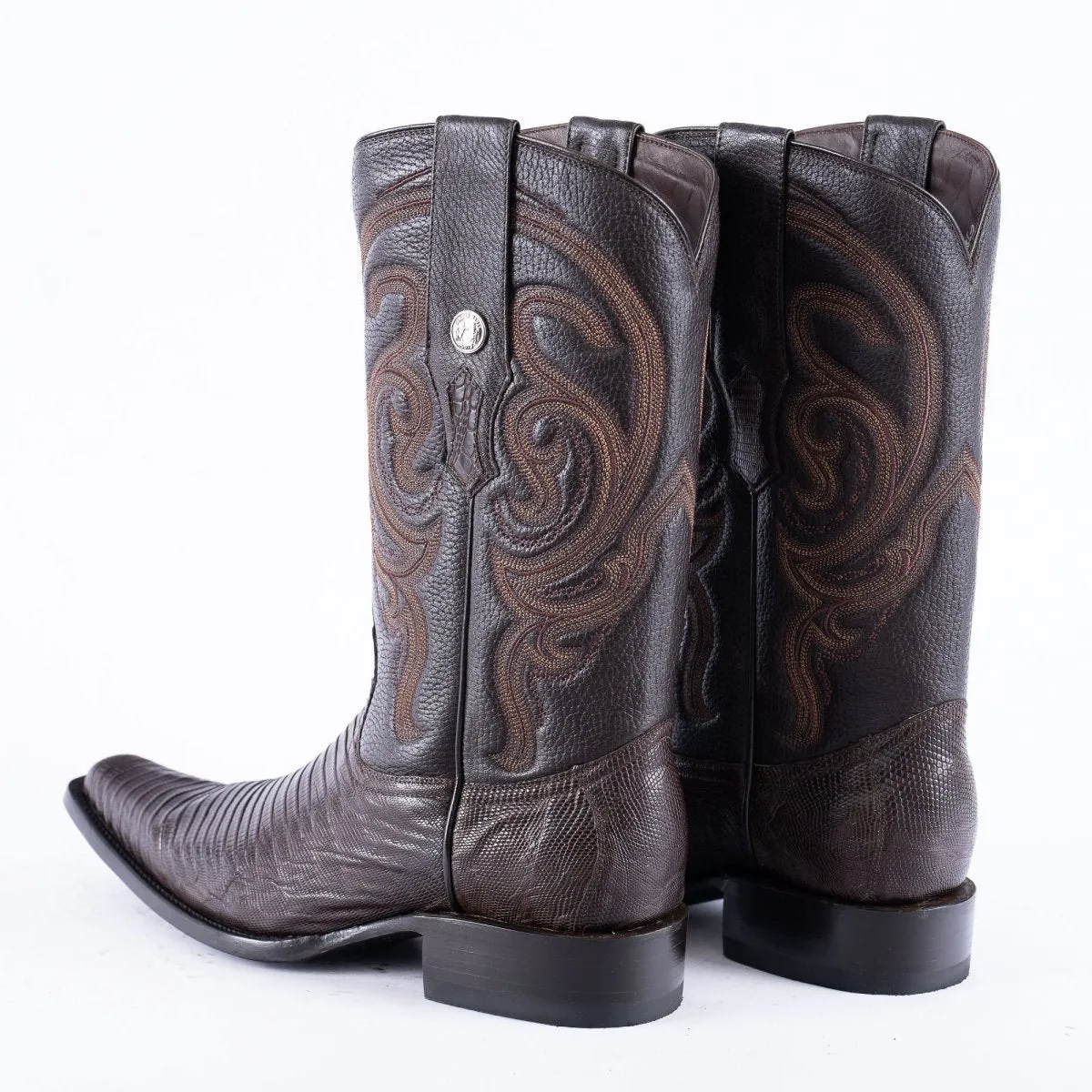 TANNER MARK EXOTIC LEATHER Lizard Brown Cowboy Boots Euro Toe