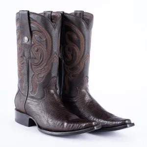 TANNER MARK EXOTIC LEATHER Lizard Brown Cowboy Boots Euro Toe