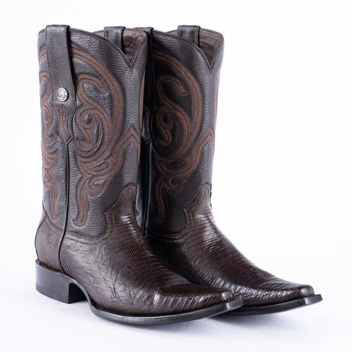 TANNER MARK EXOTIC LEATHER Lizard Brown Cowboy Boots Euro Toe