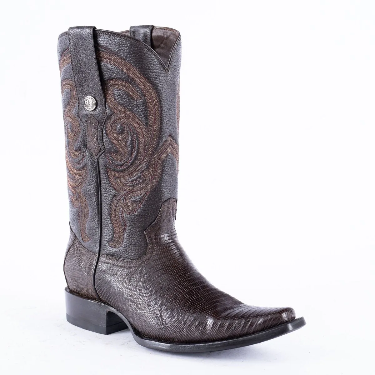 TANNER MARK EXOTIC LEATHER Lizard Brown Cowboy Boots Euro Toe