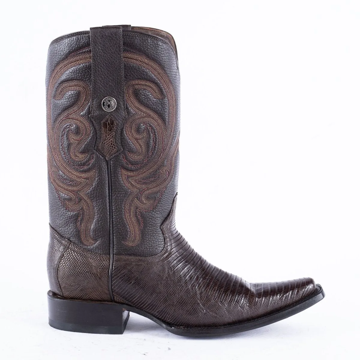 TANNER MARK EXOTIC LEATHER Lizard Brown Cowboy Boots Euro Toe
