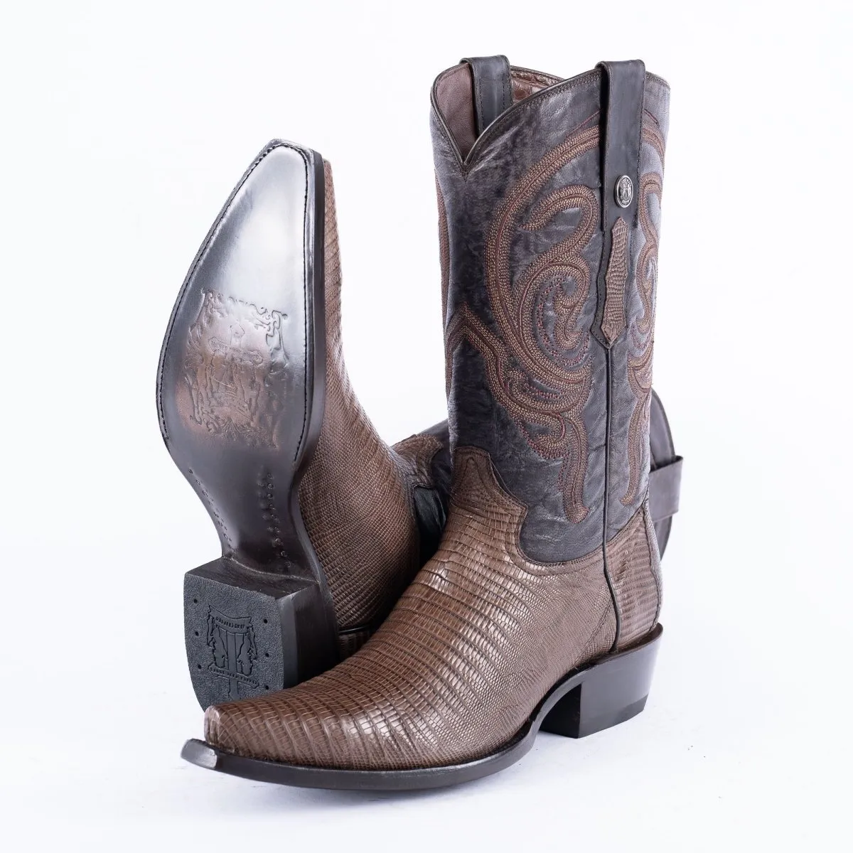TANNER MARK EXOTIC LEATHER Lizard MD KT Cowboy Boots Snip Toe