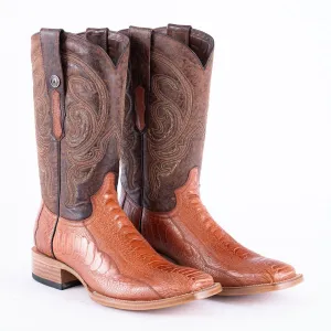 TANNER MARK EXOTIC LEATHER Ostrich Leg MD Brandy Cowboy Boots