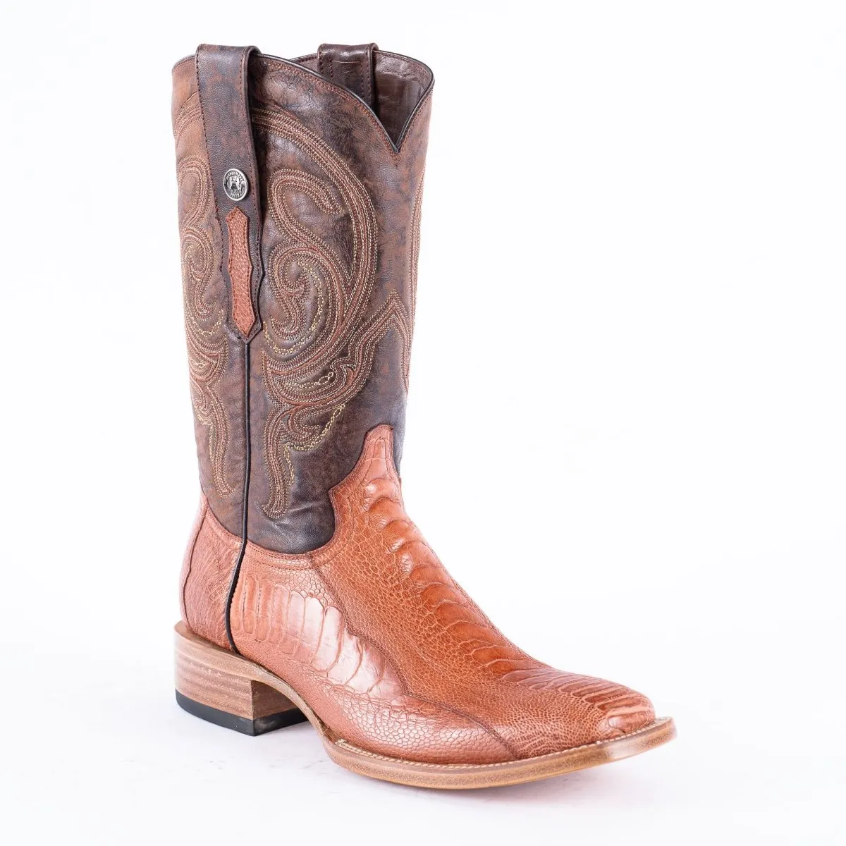 TANNER MARK EXOTIC LEATHER Ostrich Leg MD Brandy Cowboy Boots