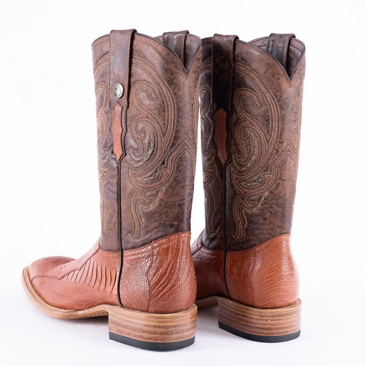 TANNER MARK EXOTIC LEATHER Ostrich Leg MD Brandy Cowboy Boots