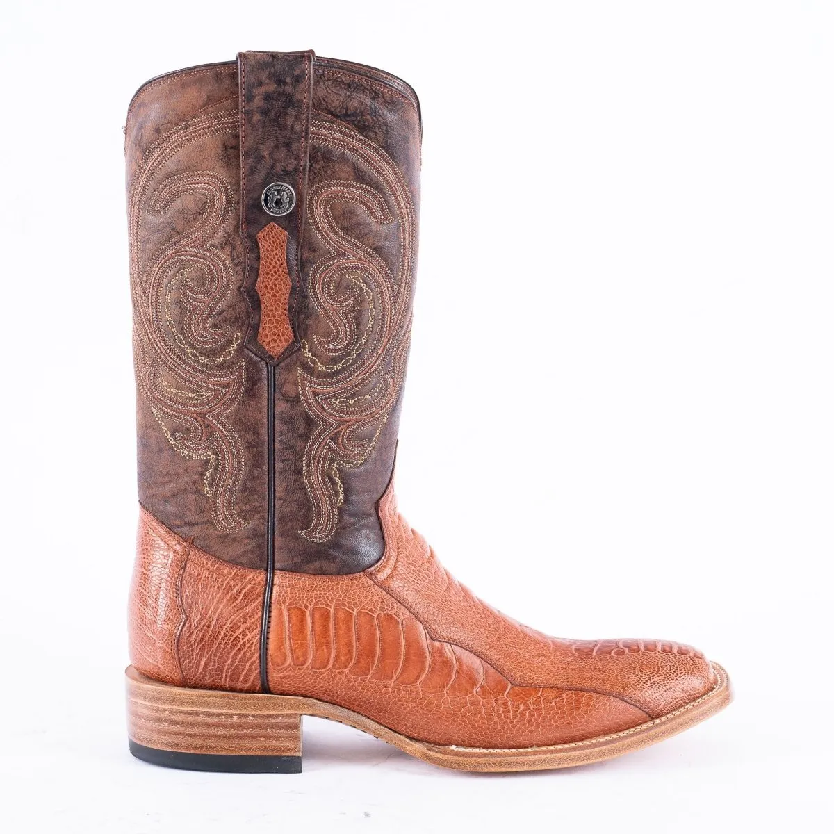 TANNER MARK EXOTIC LEATHER Ostrich Leg MD Brandy Cowboy Boots