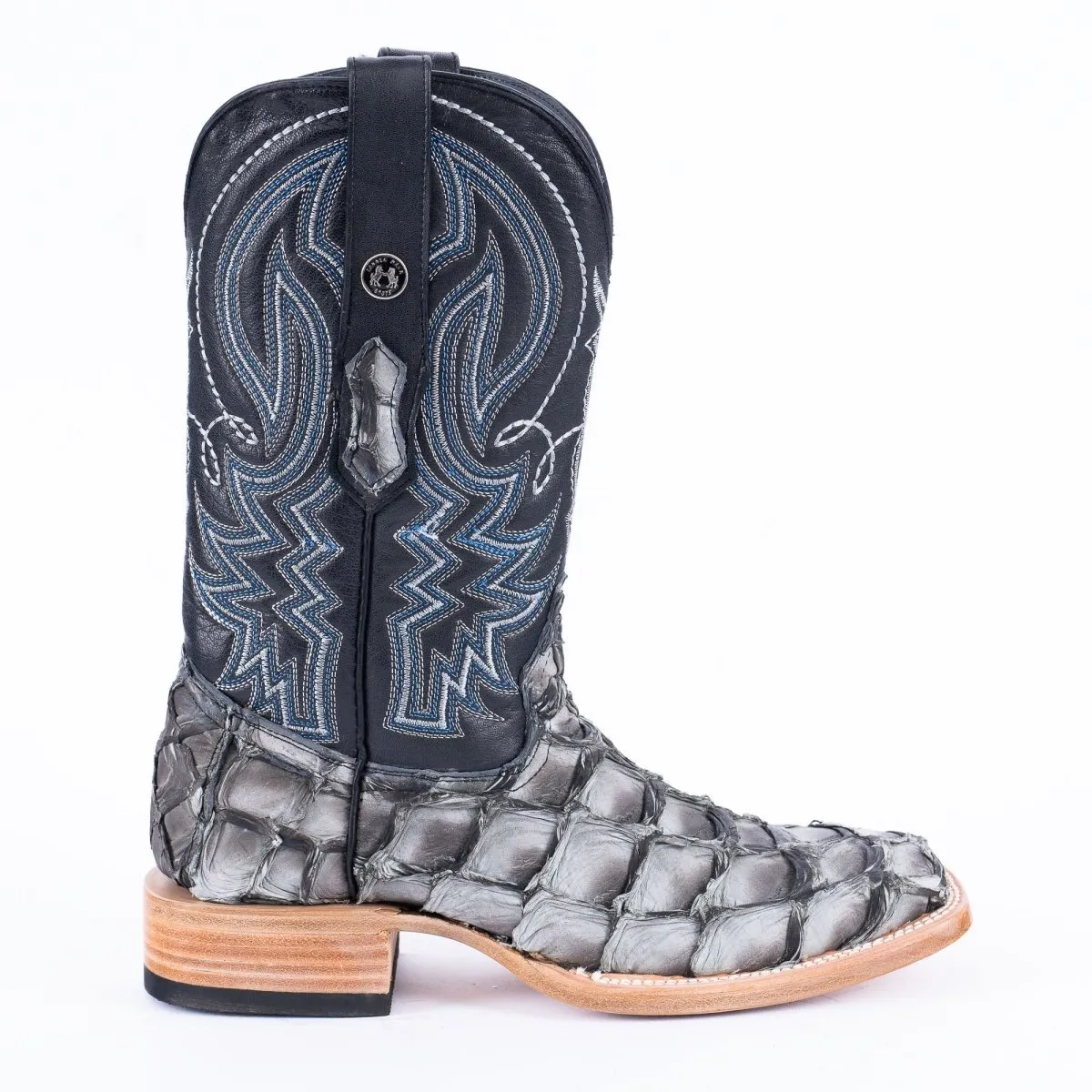 TANNER MARK MEN'S EXOTIC LEATHER Fish Mockingbird Grey Cowboy Boots