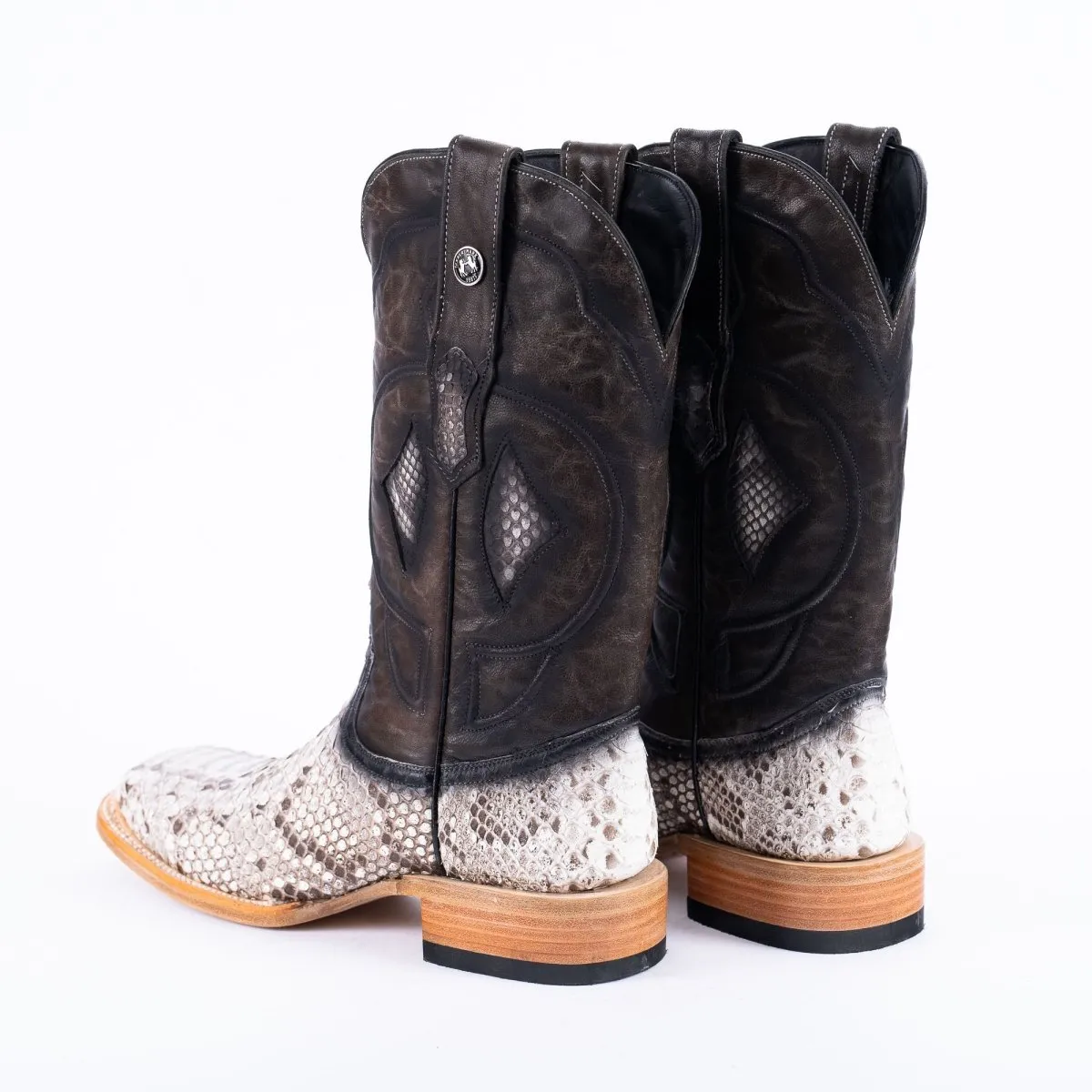 TANNER MARK MEN'S EXOTIC LEATHER Python Molorus Backcut Natural Cowboy Boots SPECIAL EDITION