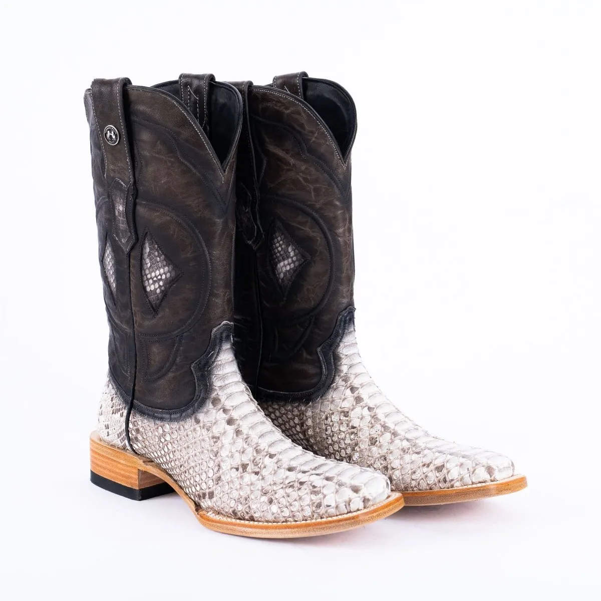 TANNER MARK MEN'S EXOTIC LEATHER Python Molorus Backcut Natural Cowboy Boots SPECIAL EDITION