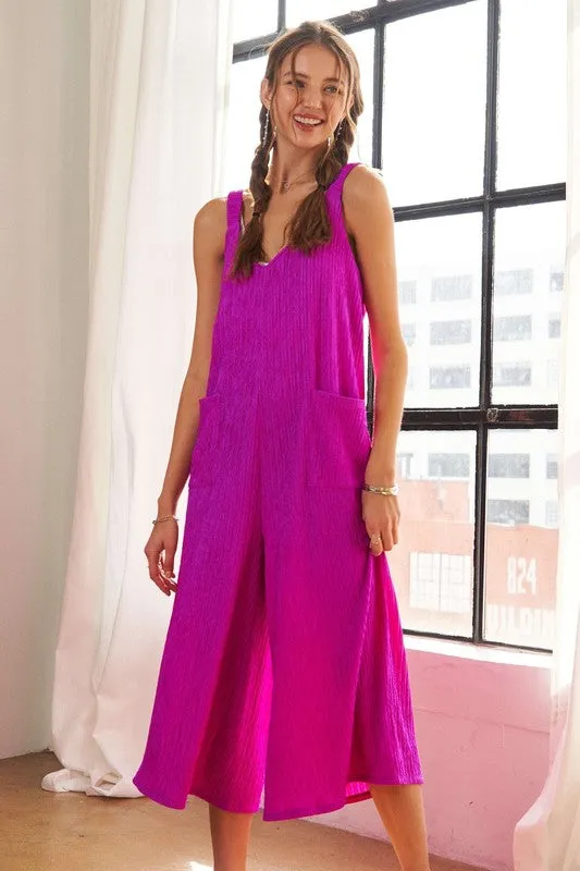 Textured Wide-Leg Jumpsuit